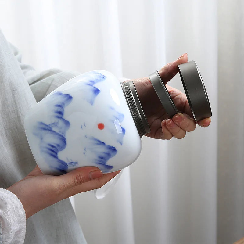 Ceramic Landscape Canister for Tea and Coffee Storage