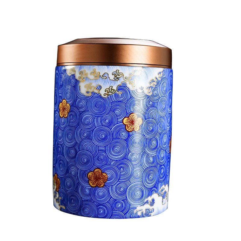 Painted Flowers Ceramic Canister for Tea and Food