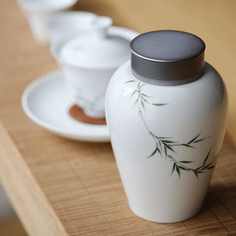 Hand-Painted Ceramic Canister for Tea and Candy Storage