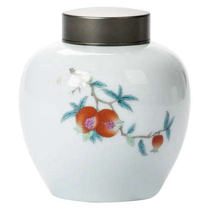 Creative Ceramic Canister with Alloy Lid for Tea Storage