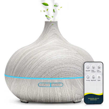 Home Celestial Aromatherapy Essential Oil Diffuser Wood Grain Remote Control Ultrasonic Air Humidifier Cool with 7 Color LED Lights